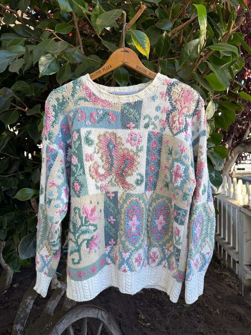 Vintage Signatures by Northern Isles Hand Knit Floral Patchwork Sweater